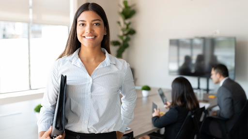 Woman with a folder