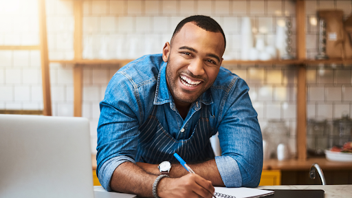 A business man smiling