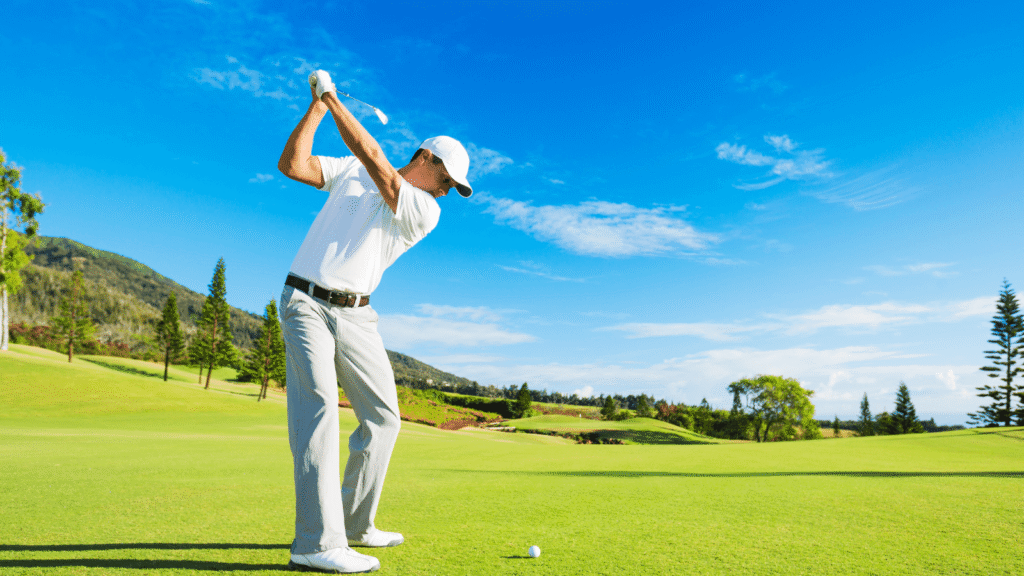 A man golfing